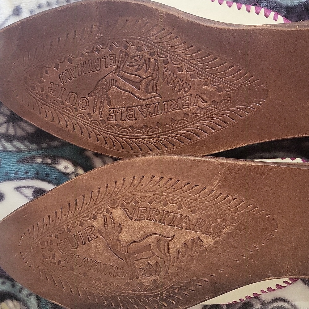 Moroccan Leather Mules with  Embroidery size 9 - Picture 4 of 4